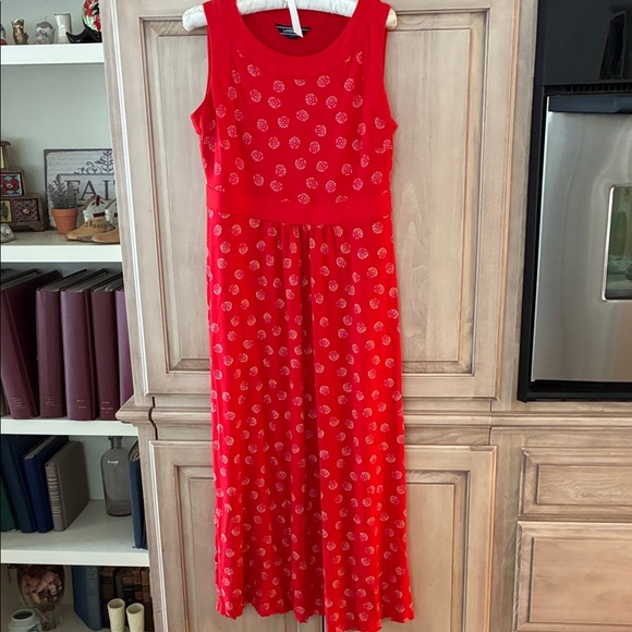 Lands' End Dresses & Skirts - Lands' End Red Patterned Sleeveless dress sz S 6-8